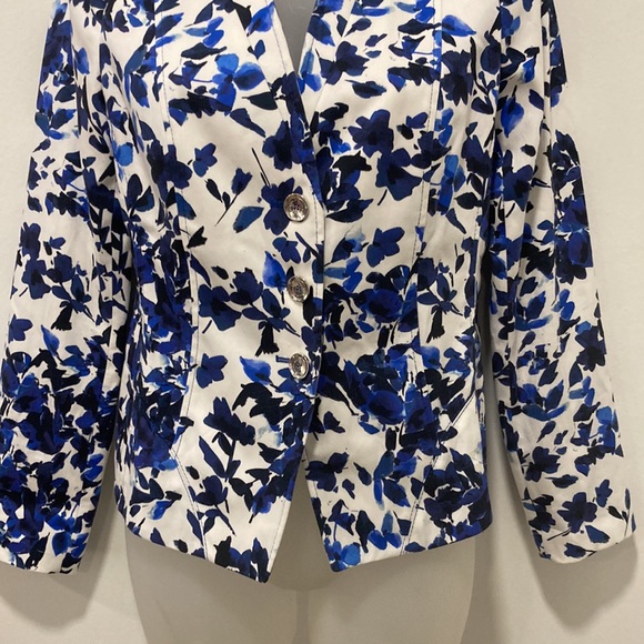 BASLER Ladies Blue & White Cotton Button Jacket in Size 36 - Picture 3 of 7